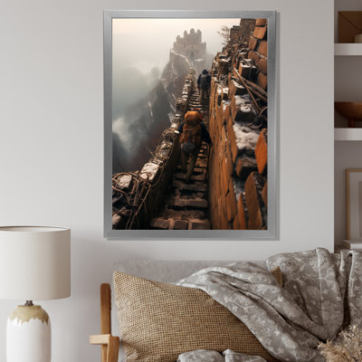 Randonnée dans les montagnes Cliffside - paysage de montagnes, art mural
