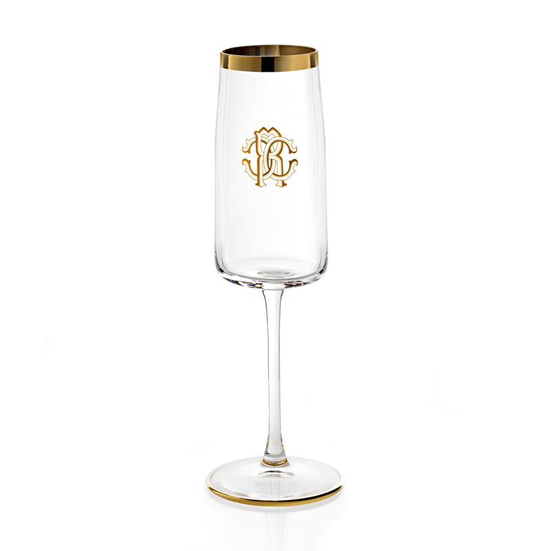Champagne Goblet NEW MONOGRAM  Gold H 9.25 in, cap. 10 oz