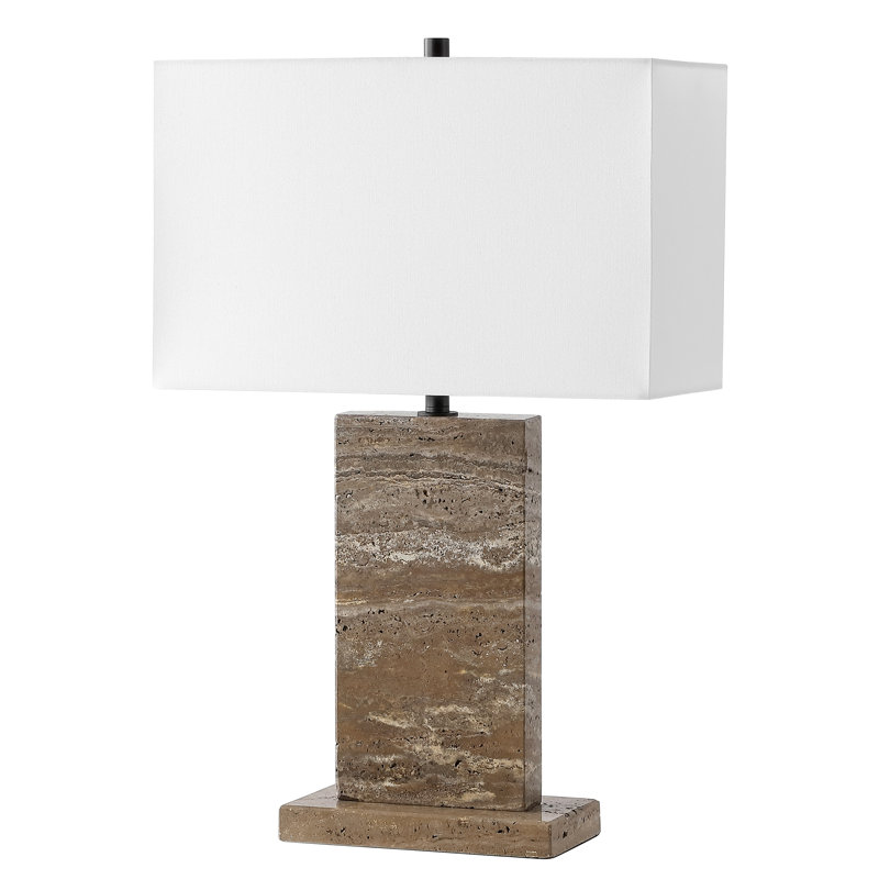 Lampe de table en pierre Rashud, Dark Brown Travertine