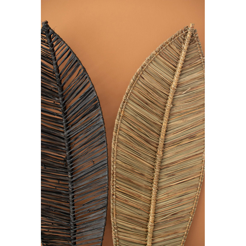  Angel Leaf Decor Black Carved Texture – Dried Floral Accent 60"H, Set Of 6
