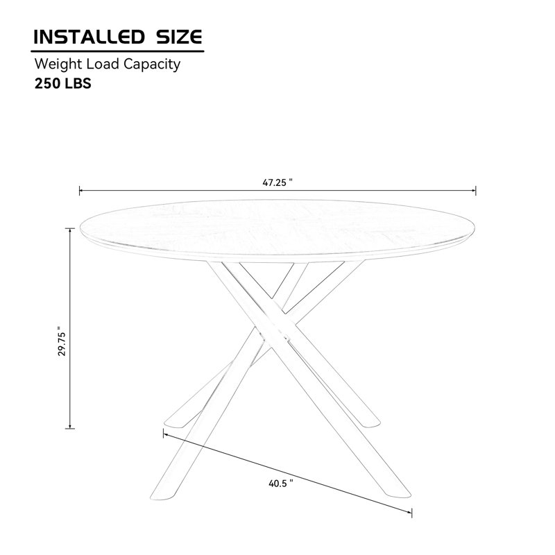 Table basse ronde, 47,95 po, base en métal, noire, facile à nettoyer, stable moderne et élégante, 47,95 po, noir