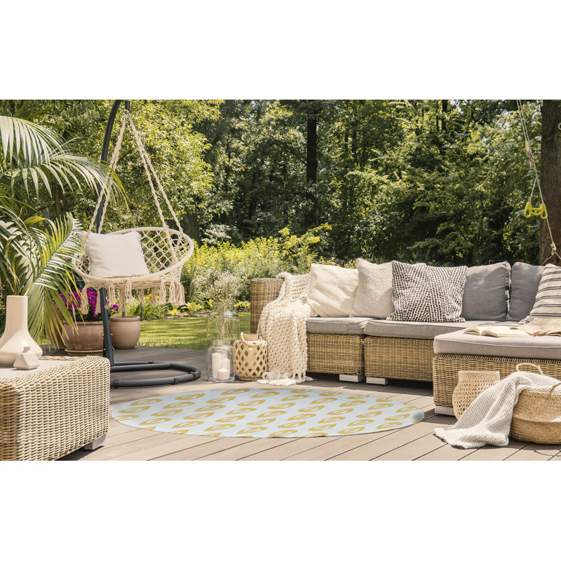 Tapis jaune / blanc en chenille tissé à la machine Melchior, Rectangle 4 pi x 6 pi