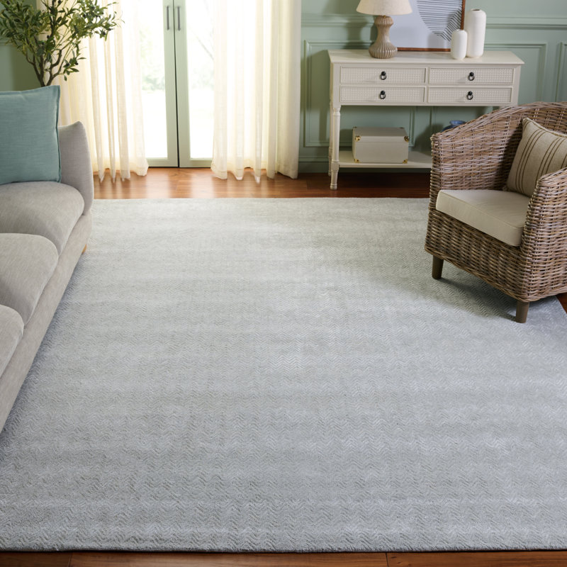 Nidhish Hand Tufted Viscose Wool Cotton Chevron Rug, Rectangle 8' x 10'
