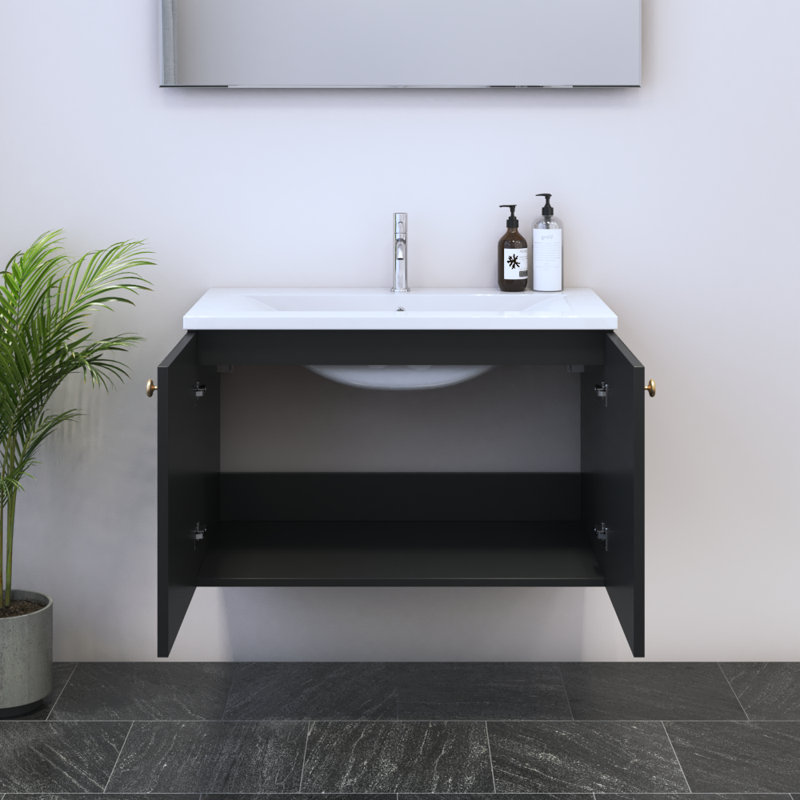 Meuble-lavabo noir 31,9 po Borneo, Noir