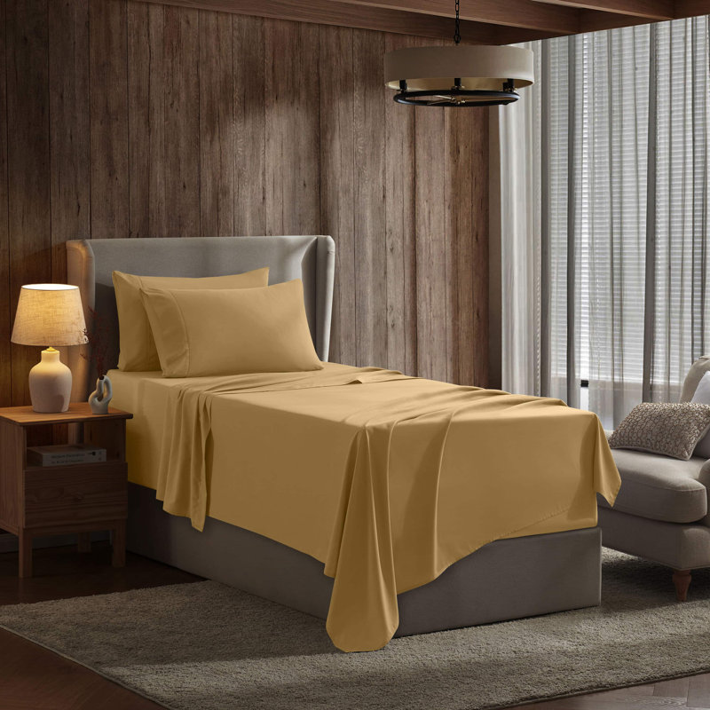 Ensemble de draps en microfibre Hotel Luxury, Chameau, Simple TG