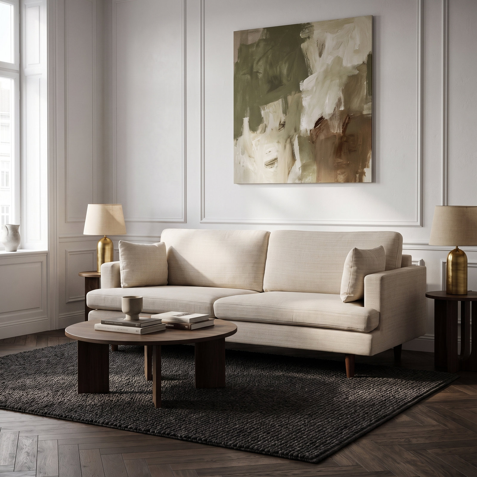 Laguna 83" Velvet Sofa, Cream Performance Basketweave