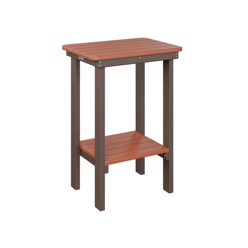 Berlin Gardens Rectangular End Counter Table, Chocolate Brown, Mango Orange