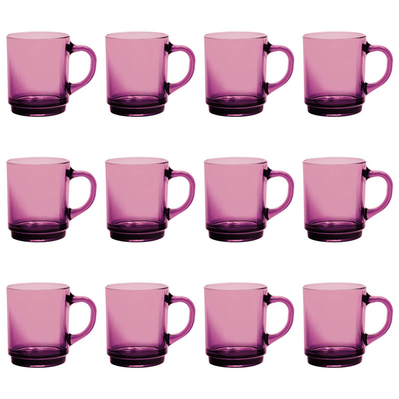 Duralex Versailles Glass Coffee Mugs - 260ml - Pink, Purple