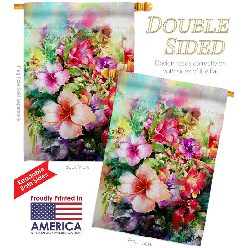 Drapeau de maison 40 po x 28 po Hibiscus Bright