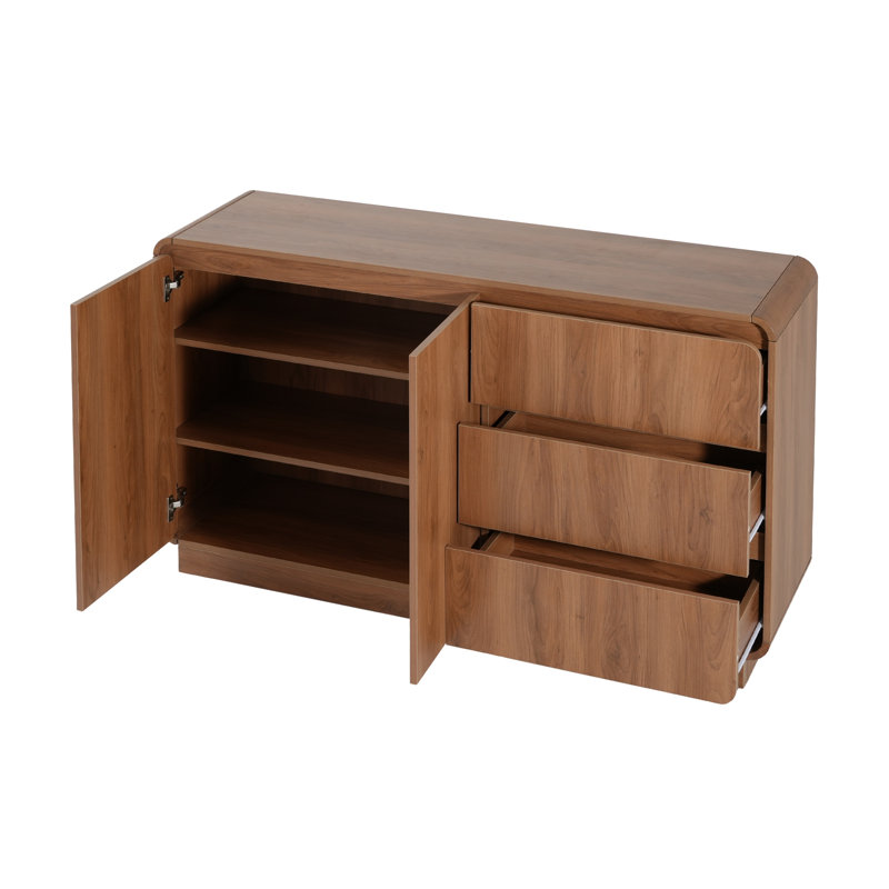 Buffet avec 2 portes et 3 tiroirs Easton, Noyer