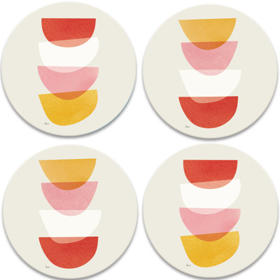 Ceramic Round 4 Piece Coaster Set