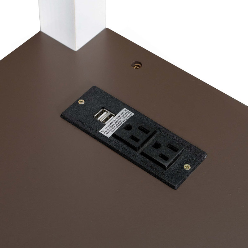 Grand lit mezzanine avec bureau, tablette ouverte et boîte de rangement, station de charge USB