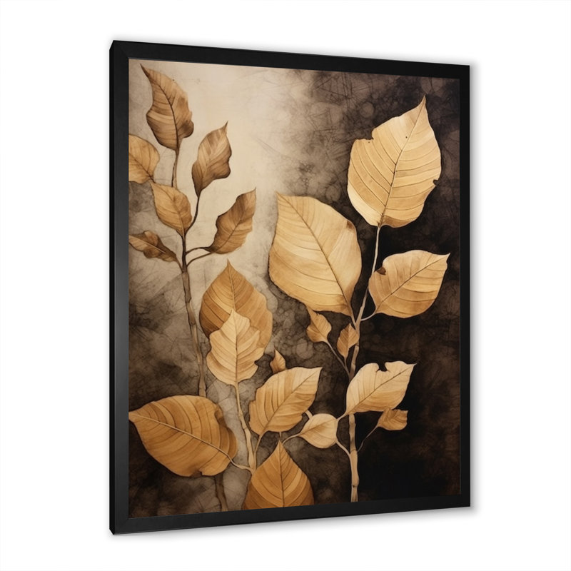 Harmonie des feuilles brunes et brunes VI, H 32 po x l 16 po x P 1 po, Cadre photo noir