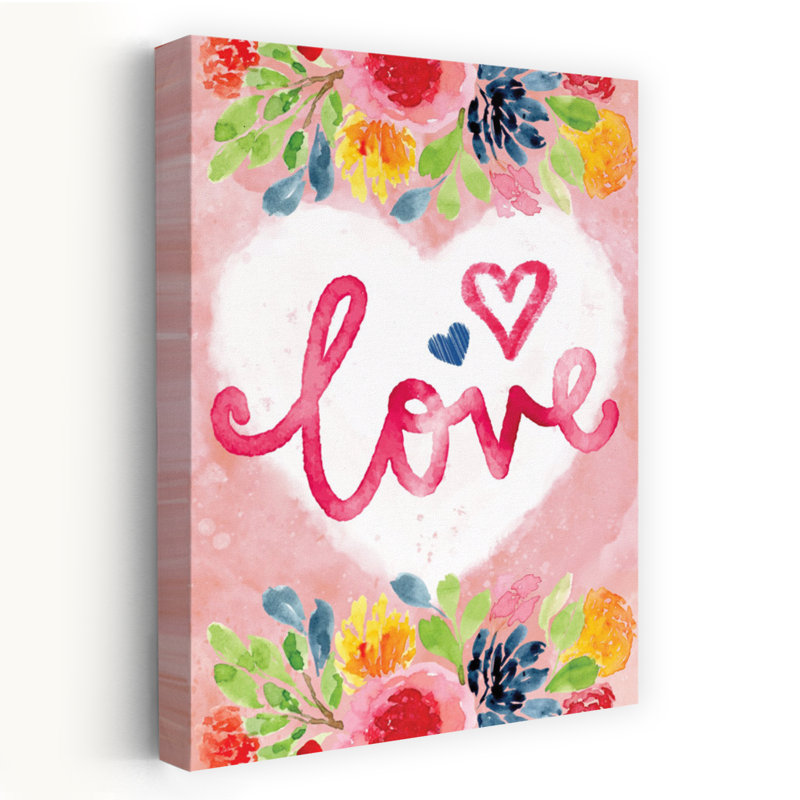 Amour de la Saint-Valentin - Illustration de l'amour contemporain, cœur rose, art romantique, H 60 po x l 40 po