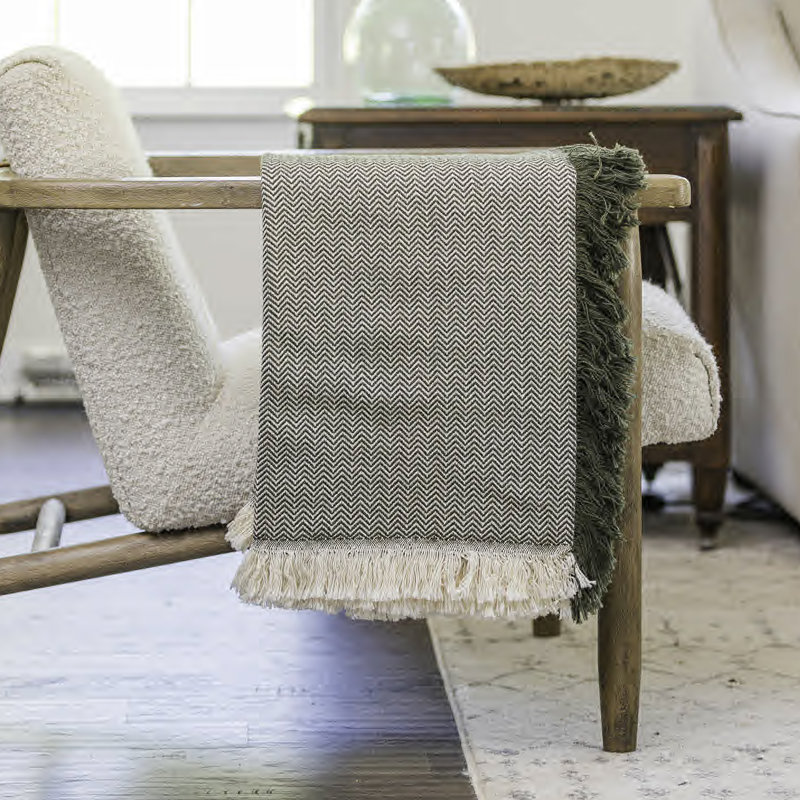 Jeté tissé 46 x 67, Chevron vert
