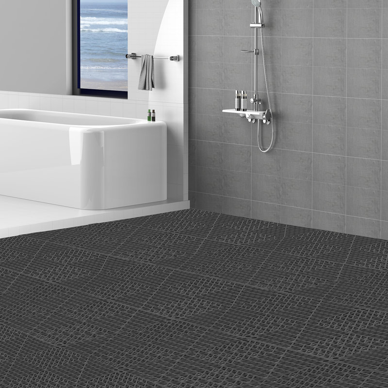 Black PVC Interlocking Drainage Floor Tiles for Wet Areas