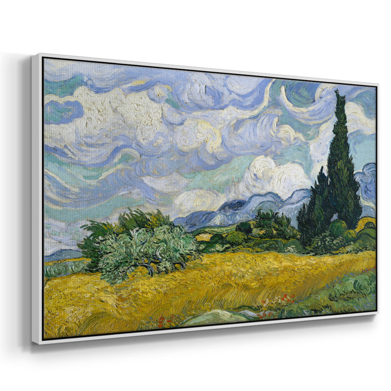 Champ de blé avec cyprès, Blanc, H 27 po x l 41 po x P 2 po