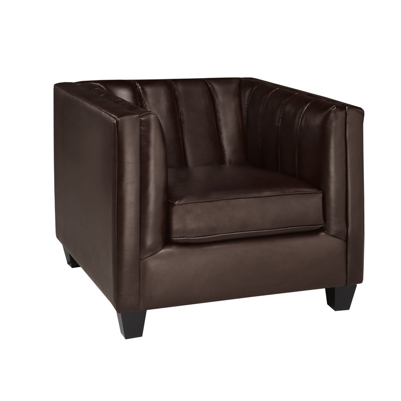 Fauteuil Telfair, Cuir véritable espresso