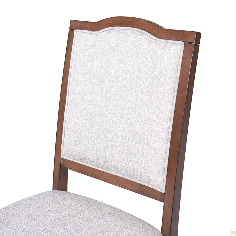 Ensemble de 4 chaises de salle à manger Farmhouse, rembourrées avec dossier haut, sièges modernes pour la cuisine, la chambre à coucher et le salon (beige et cerisier)