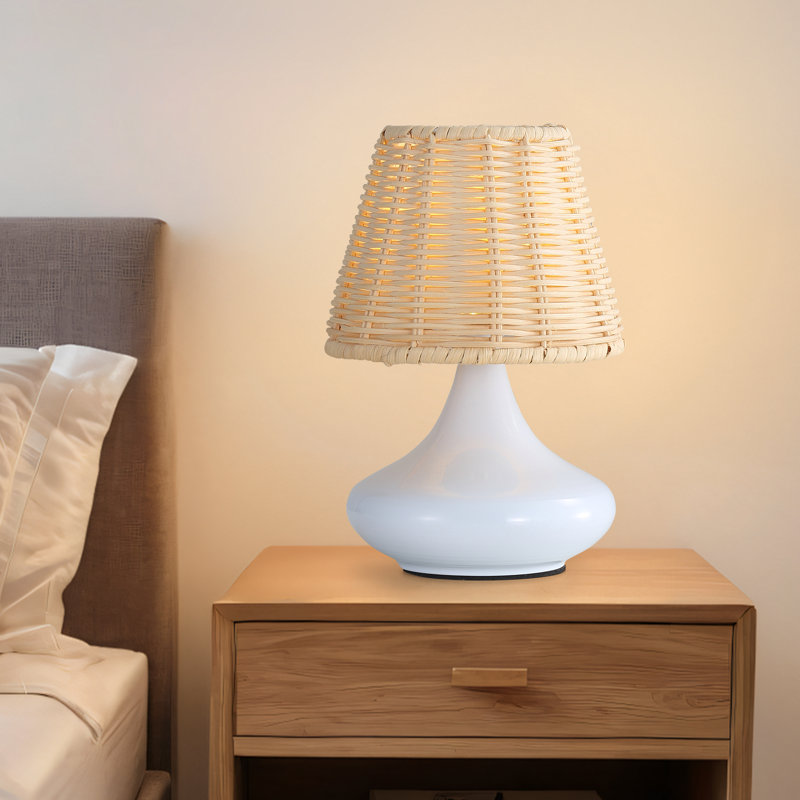 Woven Bamboo Pendant Light With Iron Base & Three Color Temperatures
