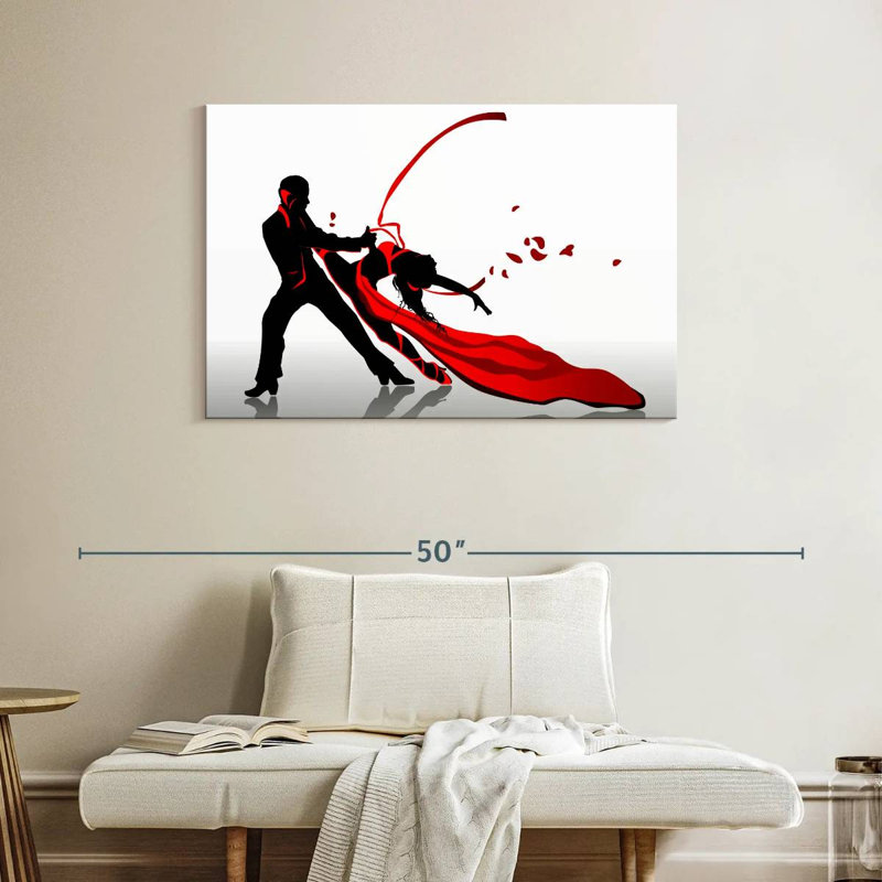 Danseurs de tango passionnés sur toile, H 26 po x l 39 po x P 1,25 po