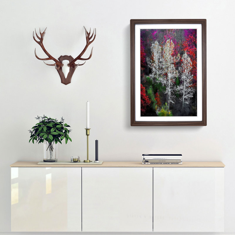 Autumn Trees in Switzerland - Framed Print, 45cm H x 33cm W x 2cm D, Walnut Framed