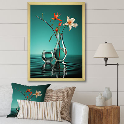 Vase de fleurs turquoise - impression