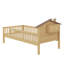 Lit plateforme en bois avec tête de lit en forme de maison, éclairage à DEL et sections de rangement-311675982-311675977