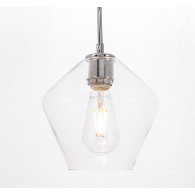 Luminaire suspendu 1 lumière Stutz, Transparent, Rond, Chrome chrome