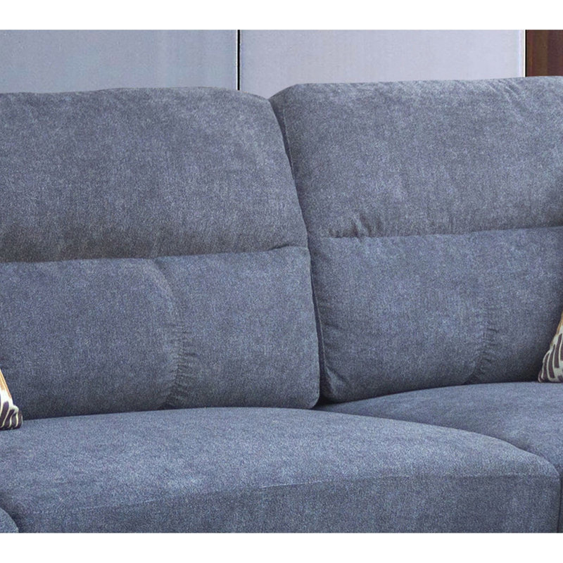 Arora 103.5" Sectional Sofa with Storage Ottoman & 2 Accent Pillows, Gray 100% Linen