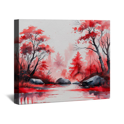Toile rouge d'automne sur toile tendue en plusieurs tailles