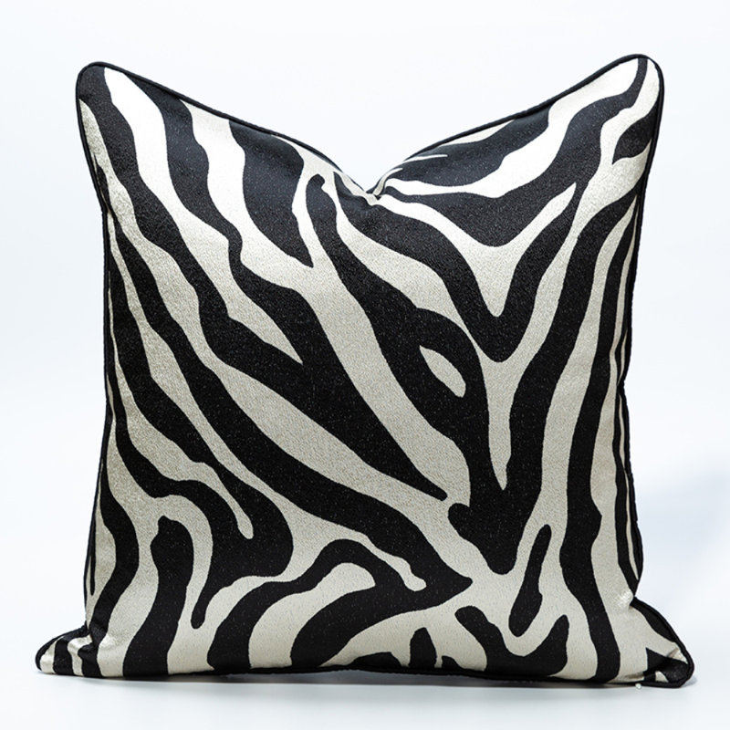 Housse de coussin réversible Abstract, H 20 po x l 20 po, Noir / blanc, abstrait