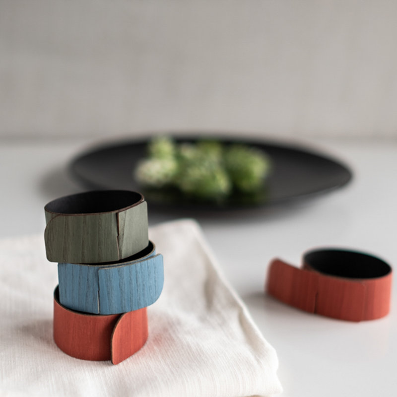 Portofino Wood Napkin Ring, Dark Green