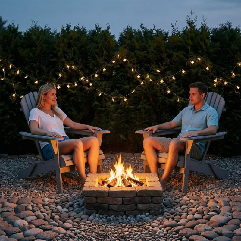 Wooden Folding Adirondack Chair (2-Pack),For Garden, Lawn, Backyard, Light Gray