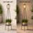 Outdoor Solar Lantern Floor Lamp with Plant Stand, Vintage Black Iron Tripod Patio Light