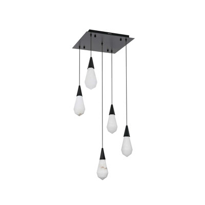 Forrester 16 inch Square Alabaster Pendant in Black