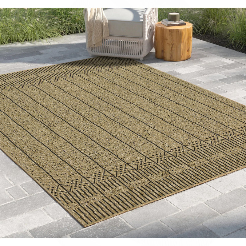 Black Indoor/Outdoor Area Rug, Rectangle 7'10" x 10'3"