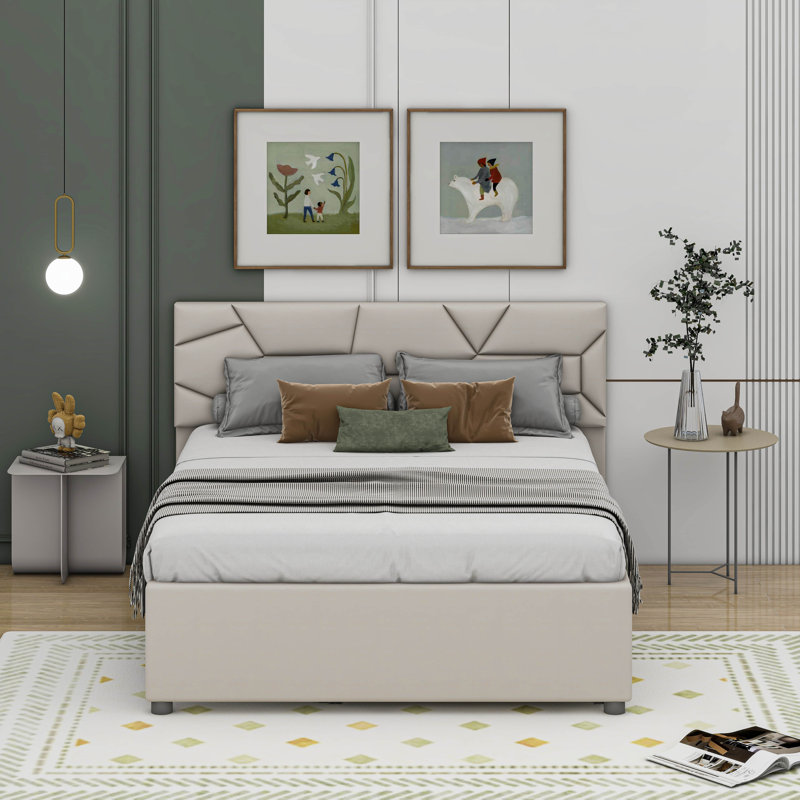Lit avec rangement Veljkov, Beige, Double