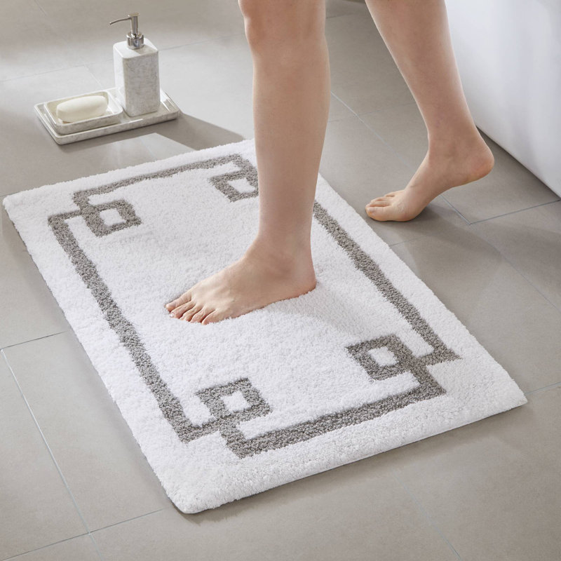 Tapis pour salle de bain 100% coton touffeté 20 po x 30 po Evan, L 20 po x L 30 po, Blanc
