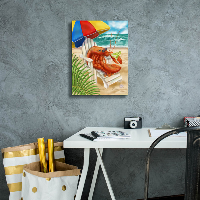 «Beach Friends - Lobster» par Shari Warren, art mural sur toile, H 16 po x l 12 po x P 0,75 po