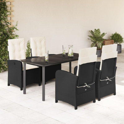 Ensemble de salle à manger de jardin d'extérieur noir et blanc crème