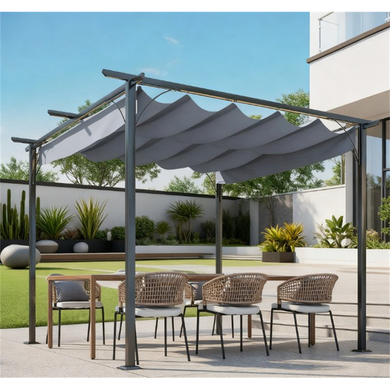 Pergola d'extérieur, auvent rétractable avec fixation magnétique, Bleu