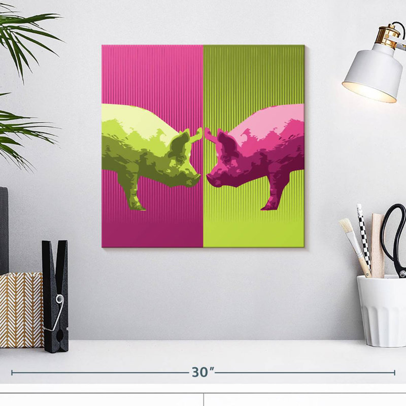 Brampt Neon Pigs, 16" H x 16" W