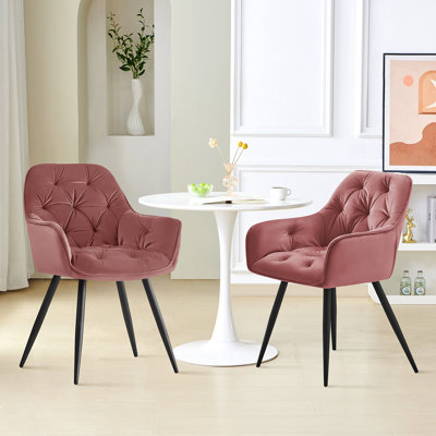 Modern Velvet/Linen Upholstered Dining Chair With Arm