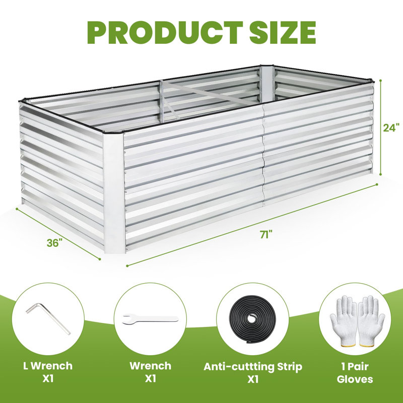 Tabethia 6X3X2 Ft Galvanized Raised Garden Bed