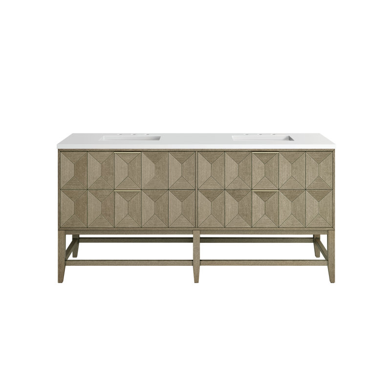 Emmeline 72'' W Double Vanity, White Zeus, 8" Widespread