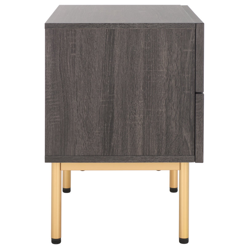 Casmira 21.65'' W Nightstand, Distressed Black/Gold