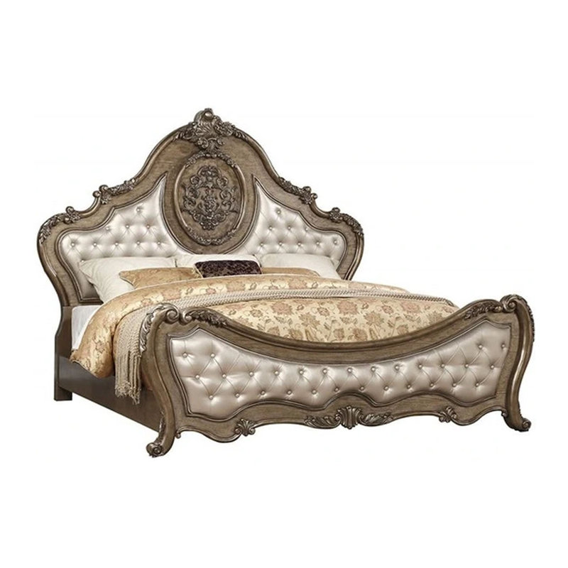 Diemer Upholstered Scalloped Bed, Queen, Vintage Oak