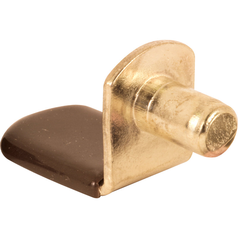 Support à tablette Prime-Line, acier plaqué laiton de 1/4 po de diamètre avec pointe en vinyle brun