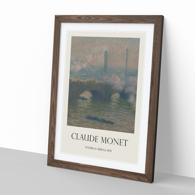Waterloo Bridge in London Vol.3 by Claude Monet - Picture Frame Art Prints, 36cm H x 27cm W x 2cm D, Walnut Framed